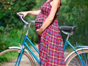 ორსულობა, და, ველოსიპედი, ფეხმძიმობა, სეირნობა, გადააგილება, ველოსიპედით